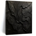 Black Textured Abstract Waves Painting On Canvas PS0833