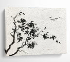 “Ink - Wash Tree and Birds” - Minimalist Chinese - style Painting On Canvas DKS451