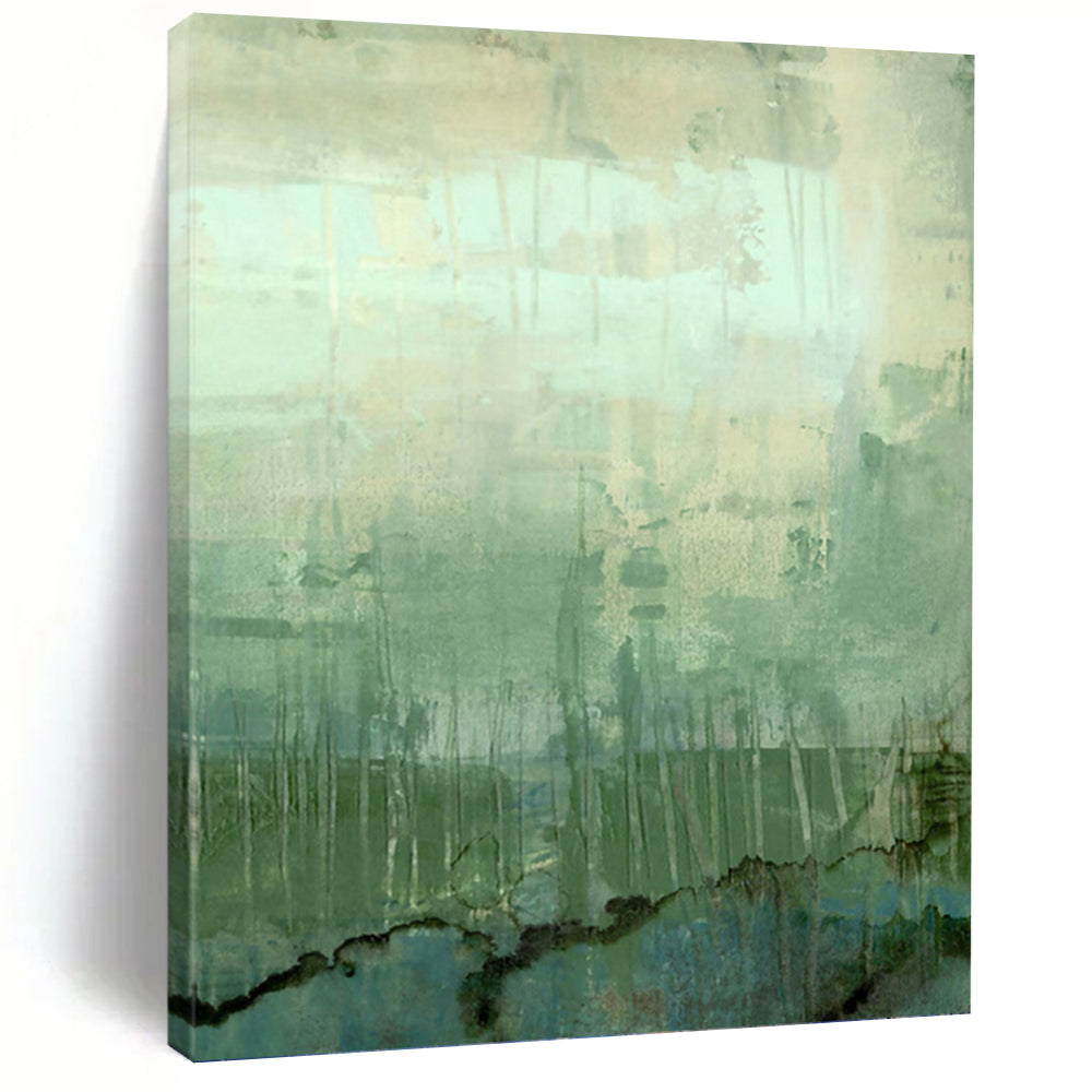 “Green - Blue Layers: Abstract Landscape” - Nature - Inspired Modern Art On Canvas PT0952