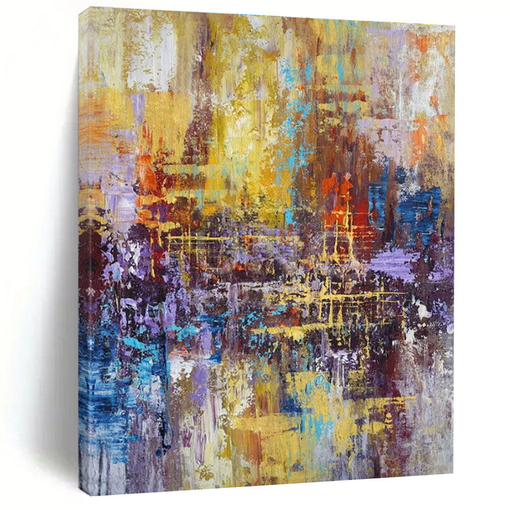 Colorful Abstract Cityscape, "Urban Mosaic" – Abstract Cityscape Painting On Canvas PS0914