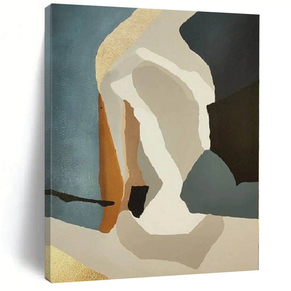 “Colorful Abstract Shapes with Gold Accents” - Modern Abstract Painting On Canvas PS0277