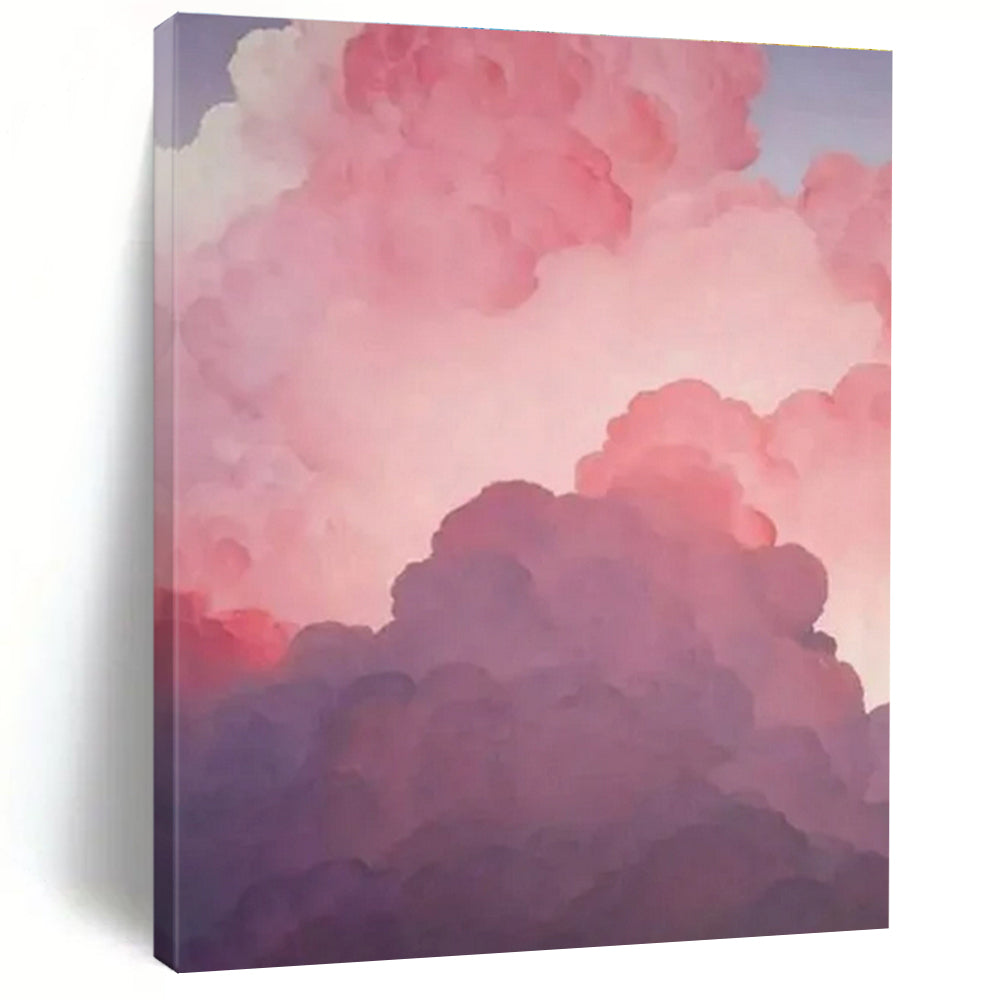 Pink, Purple, Blue with Fluffy Clouds "Dreamy Skies" Abstract Painting On Canvas PS1438