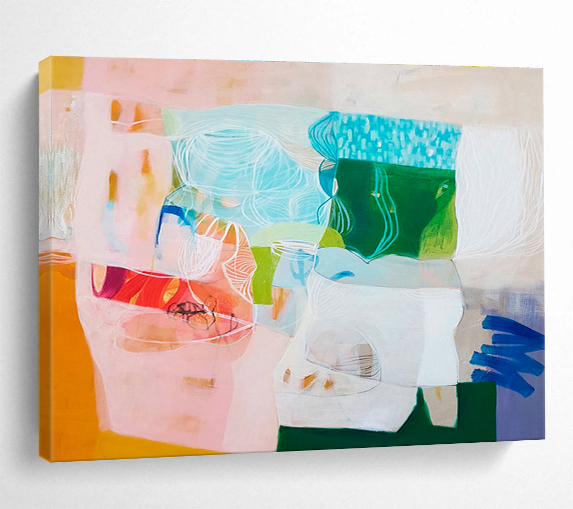 Colorful Abstract Collage - like Painting On Canvas DKS054