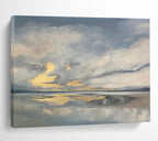 “Gray - Gold Sky Reflection” - Landscape Painting On Canvas PT253