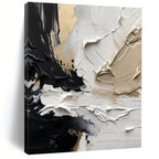 “Black, White & Gold Textured Abstract” - Luxe Abstract Painting On Canvas DS301