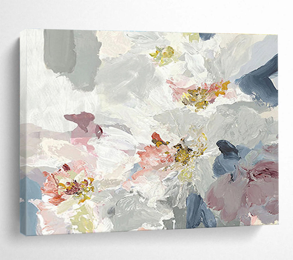 “Soft Floral Abstract” - Impressionistic Flower Painting On Canvas DKS404