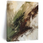 Green, Brown & Beige Abstract Swirl Painting On Canvas PS0826