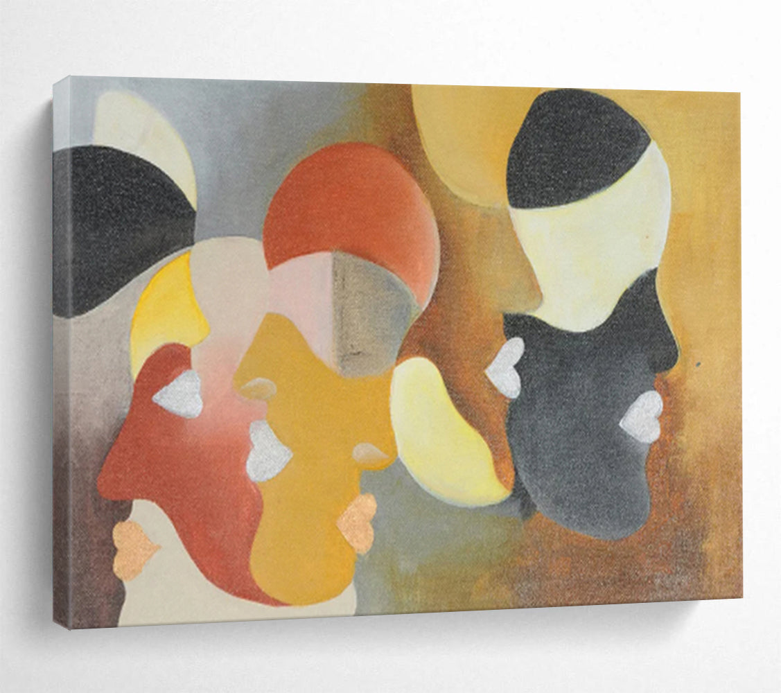 “Geometric Face Abstractions” - Abstract, Cubist - Styled Painting On Canvas DKS003