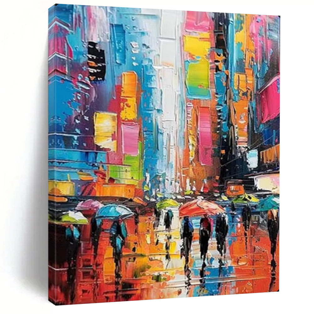 Colorful Cityscape, Fauvist - Inspired, Painting On Canvas PT2141