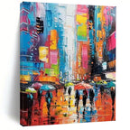 Colorful Cityscape, Fauvist - Inspired, Painting On Canvas PT2141