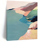 “Colorful Coastal Hills” - Soft Pastels, Seaside Landscape Painting On Canvas PT1456
