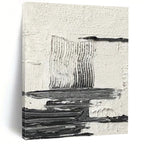 “Textured Black and White Abstract Composition” - Layered Abstract Painting On Canvas DS388