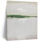 “Green - White Minimalist Strip” - Green, White Abstract Painting On Canvas PS0492