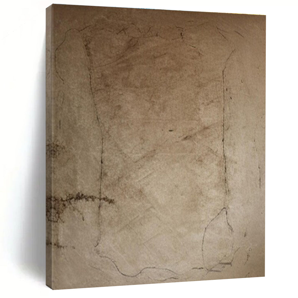 “Beige Textured Sketch” - Beige Abstract Minimalist Painting On Canvas PS0688