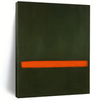 Dark Green, Orange with a Bold Stripe "Nature's Accent" Abstract Painting On Canvas PS1191