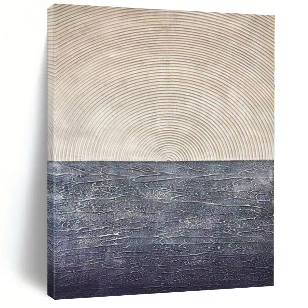 “Beige - Grey Abstract Textured Horizon” - Minimalist Abstract Painting On Canvas PS0310