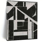 “Geometric Abstract in Black and White” - Constructivist Abstract Painting On Canvas PS0263