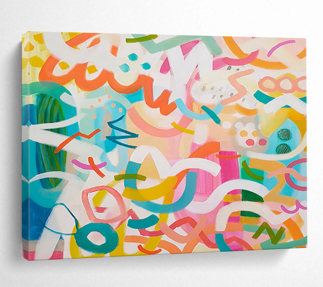 Bright Colorful Playful Abstract Painting On Canvas DKS027