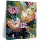 “Vibrant Flower Abstract” - Abstract Expressionist Floral Painting On Canvas PT1355