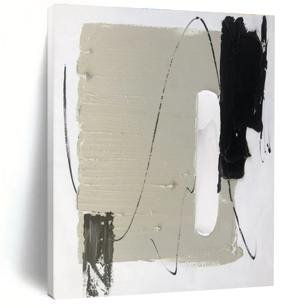 Gray, Black, White Subtle Layers “Concrete Serenity” - Painting On Canvas PS0800