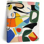 “Colorful Abstract Shapes Play” - Multicolor, Pink, Blue, Yellow, Green Abstract Geometric Painting On Canvas PS0635