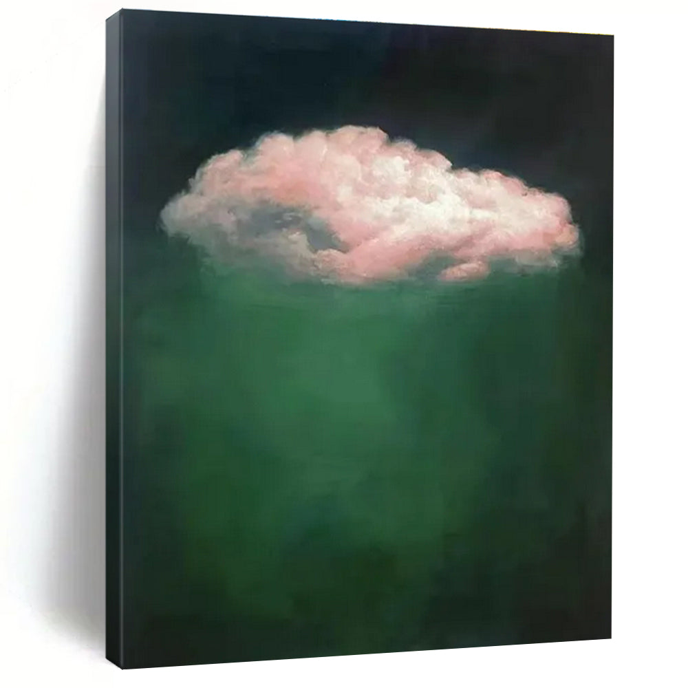 Green, Pink with Floating Cloud "Surreal Touch" Abstract Painting On Canvas PS1442