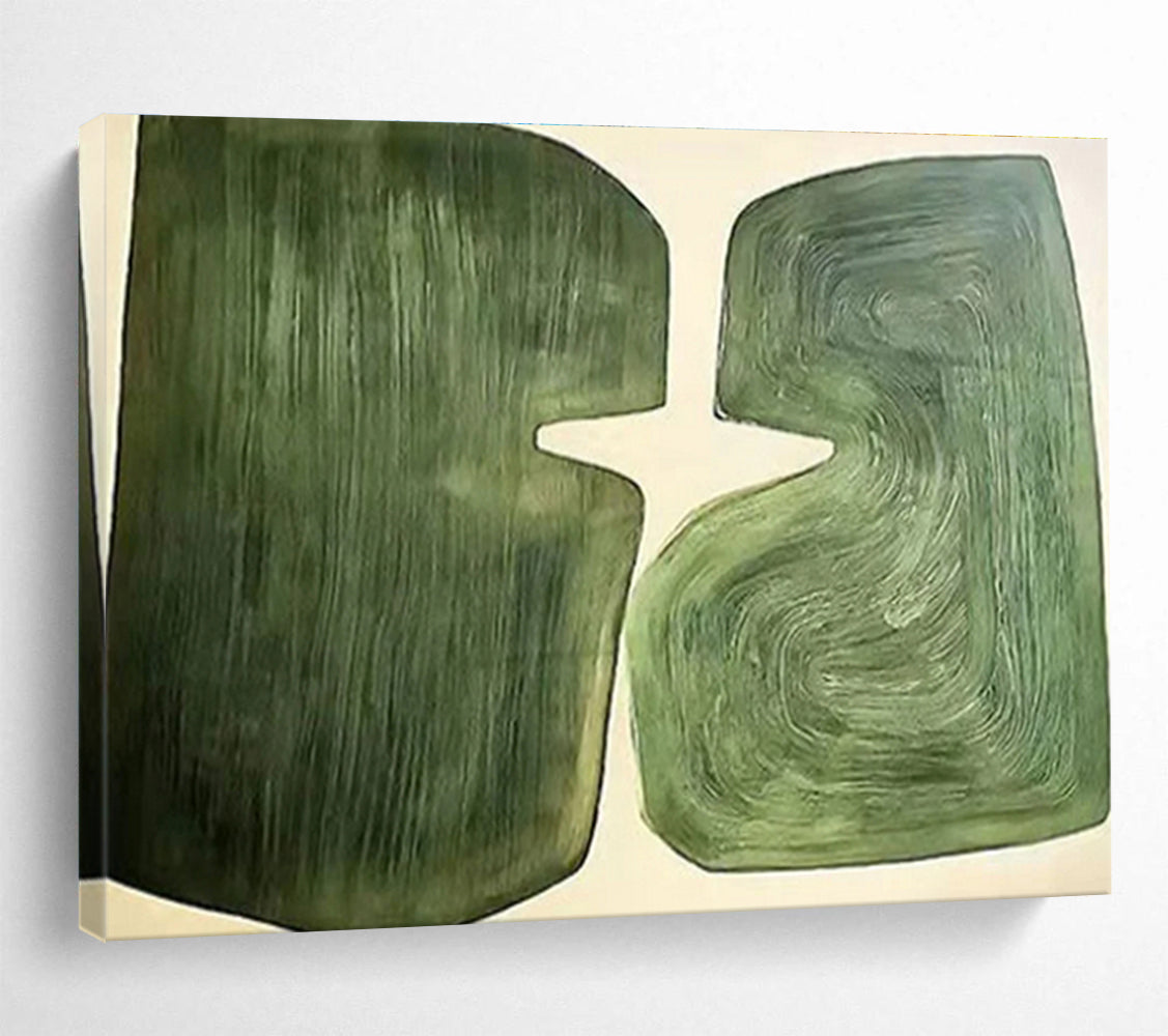 “Green Abstract Shapes” - Abstract Painting On Canvas DKS529