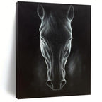 “Realistic Black Horse Portrait” - Hyperrealistic Oil Painting On Canvas PT2177