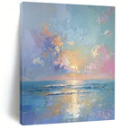 “Colorful Sunset Over the Sea” - Impressionistic Oil Painting On Canvas PT2202