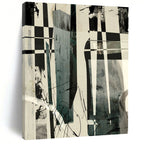 “Checkerboard & Abstract Forms” - Black & White with Dynamic Shapes Painting On Canvas DS218