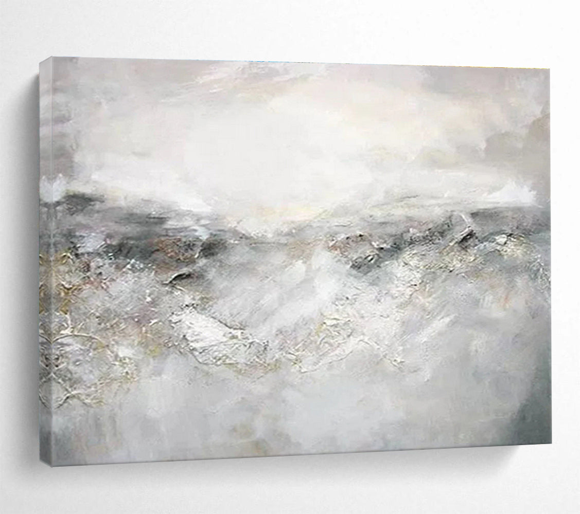 “Gray - White Abstract Landscape” - Misty Mood Painting On Canvas DKS441