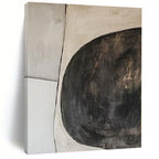 Beige, Black and White with Circular and Linear Forms "Earthy Balance" Abstract Painting On Canvas PS1110