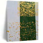 “Green - Yellow Splatter Geometry” - Green, Yellow Abstract Painting On Canvas PS0476