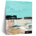 “Abstract Coastal Scene” - Turquoise Sky & Colorful Shoreline Painting On Canvas DS197