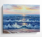 “Sunset Sea Waves” - Impressionistic Seaside Painting On Canvas PT218
