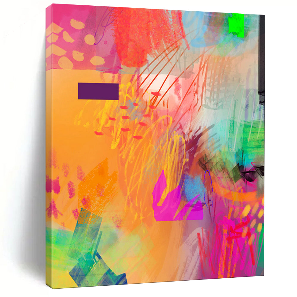 “Rainbow - Hued Expressive Abstract” - Abstract Expressionist Painting On Canvas PT2004