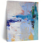 Blue, Green, Yellow, White with Playful Strokes "Seaside Crayon" Abstract Painting On Canvas PS1386