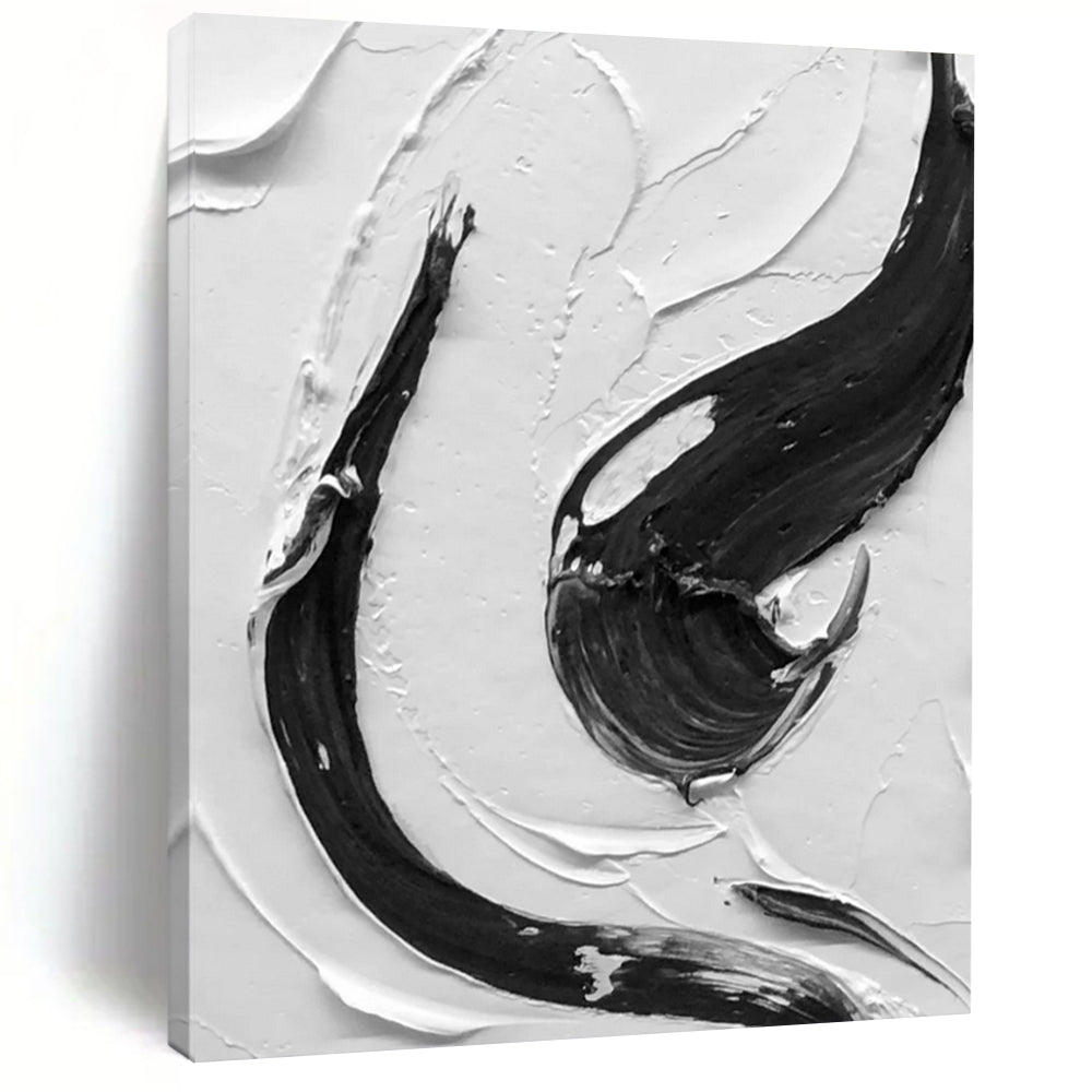 “Intricate Black and White Swirls” - Detailed Abstract Painting On Canvas DS377