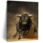 “Powerful Black Bull in Motion” - Realist - Inspired Animal Painting On Canvas PT1409