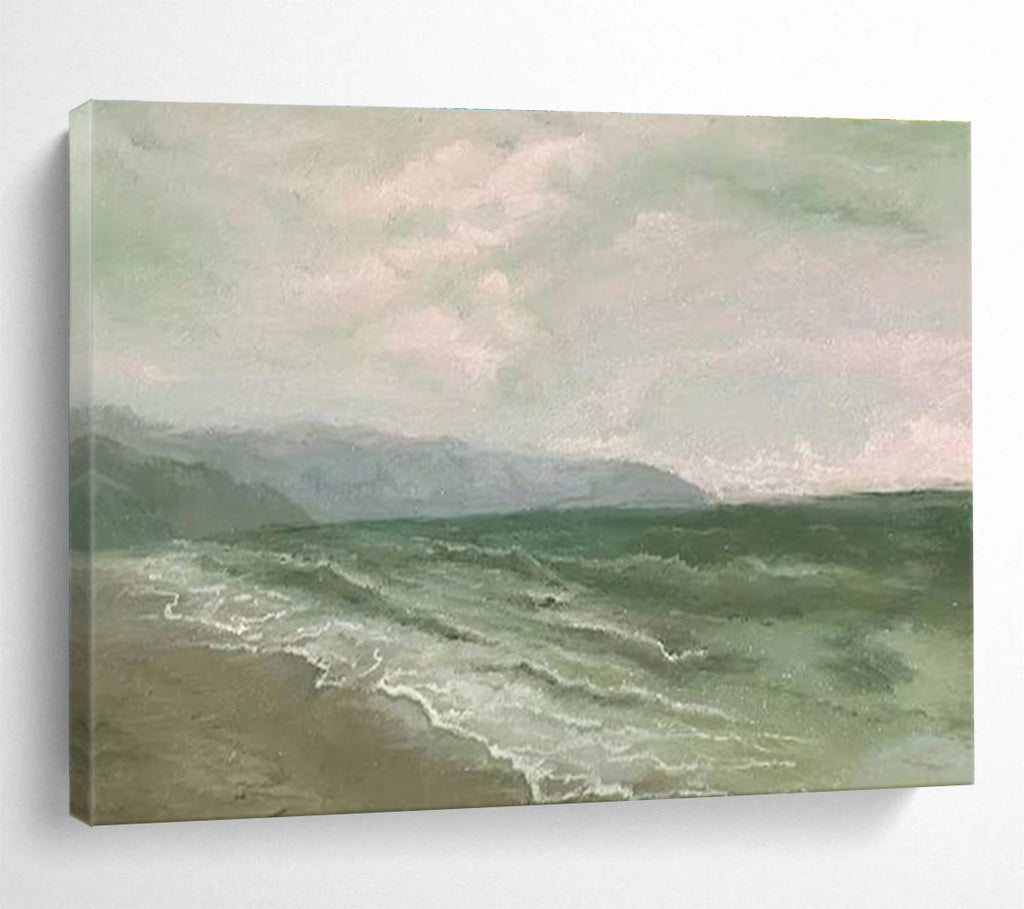 “Soft Green Seaside Abstract” - Seaside Abstract Painting, Fits Sunroom & Relaxation Area DKS604