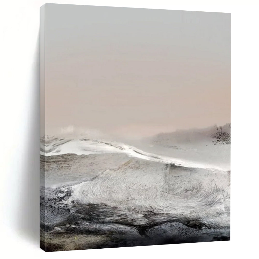 “Misty Mountain Minimalism” - Subtle Tones & Textured Terrain Painting On Canvas DS178