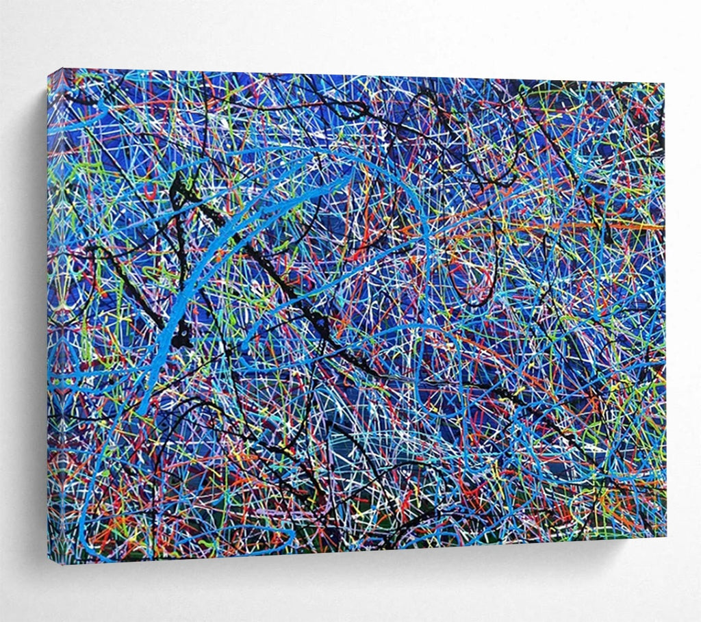 “Colorful Web of Lines” - Abstract Line Art - Painting On Canvas PT1726
