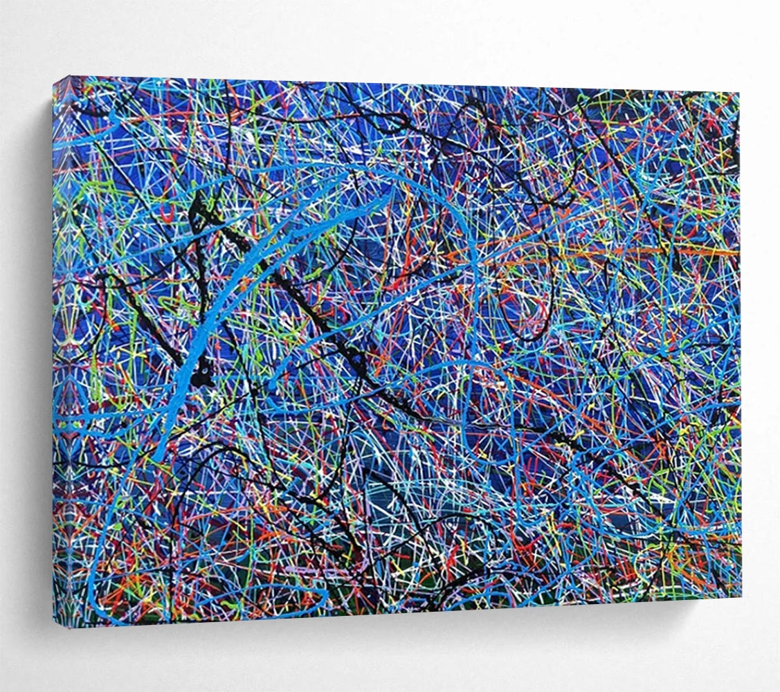 “Colorful Web of Lines” - Abstract Line Art - Painting On Canvas PT1726