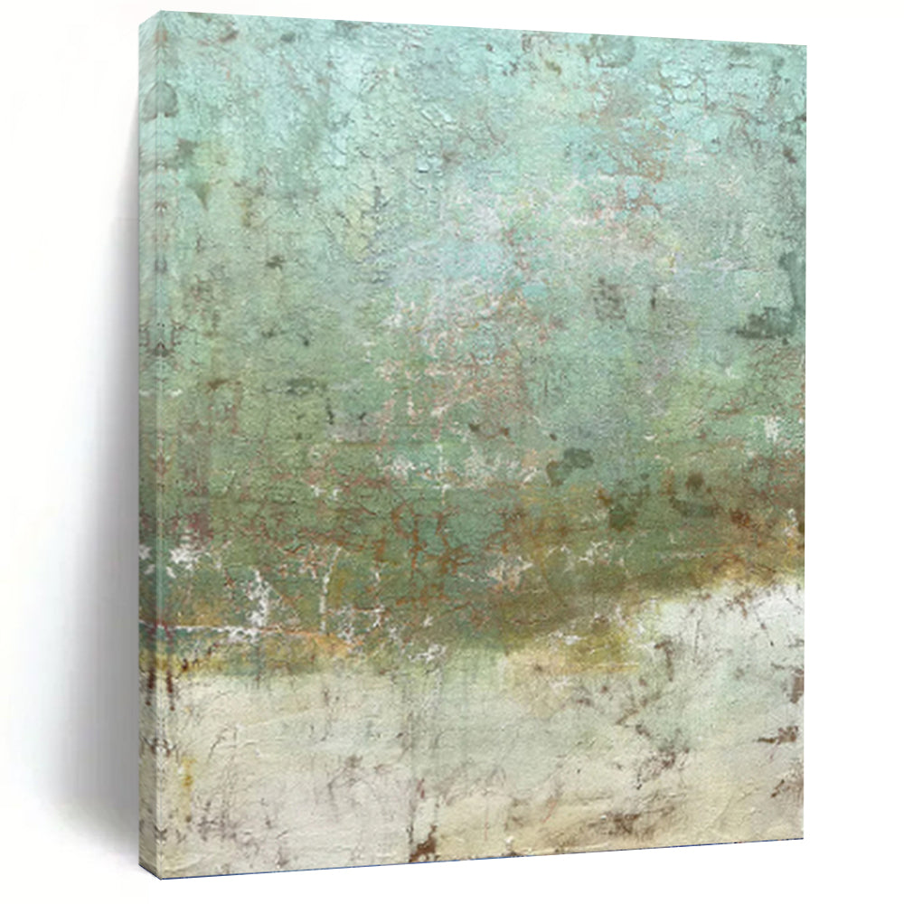“Textured Green and Brown Abstract” - Abstract, Earthy - Toned Painting On Canvas PT1512