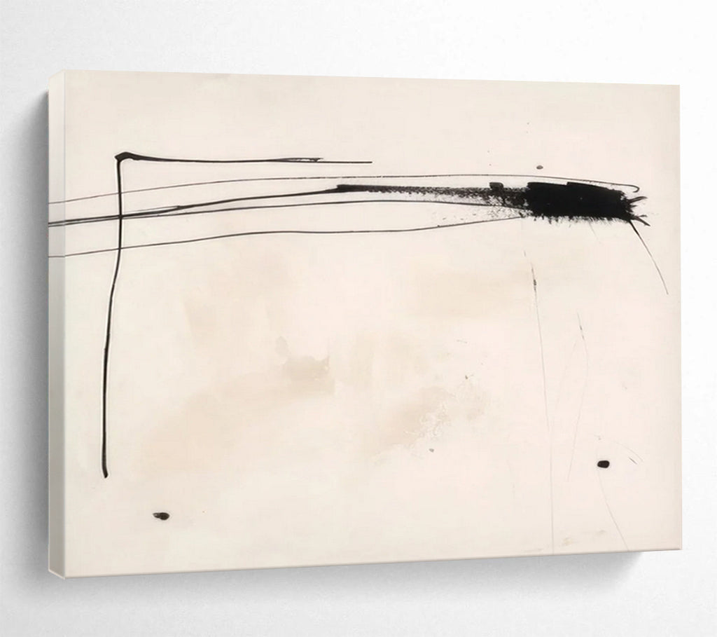 “Black Ink Strokes” - Minimalist Abstract Painting On Canvas PT057