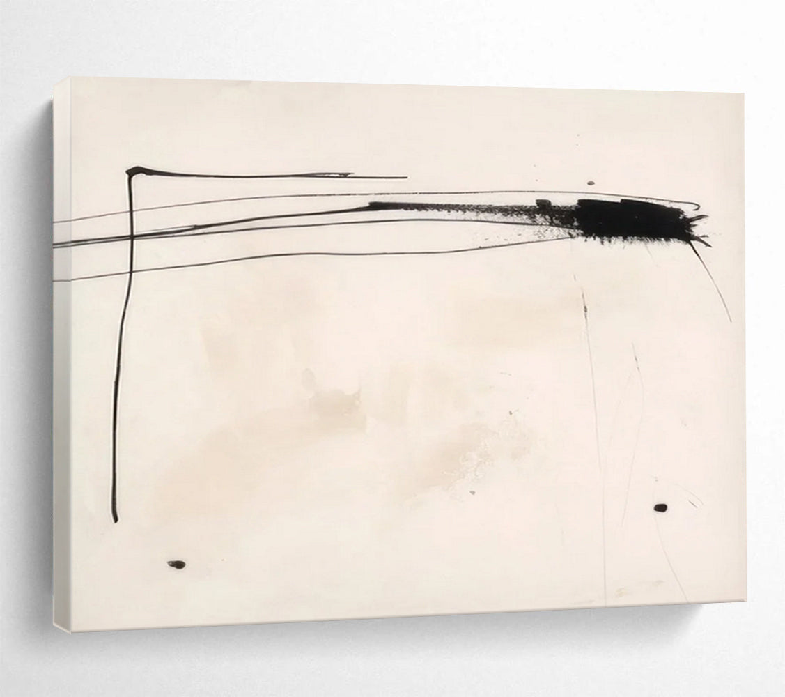 “Black Ink Strokes” - Minimalist Abstract Painting On Canvas PT057