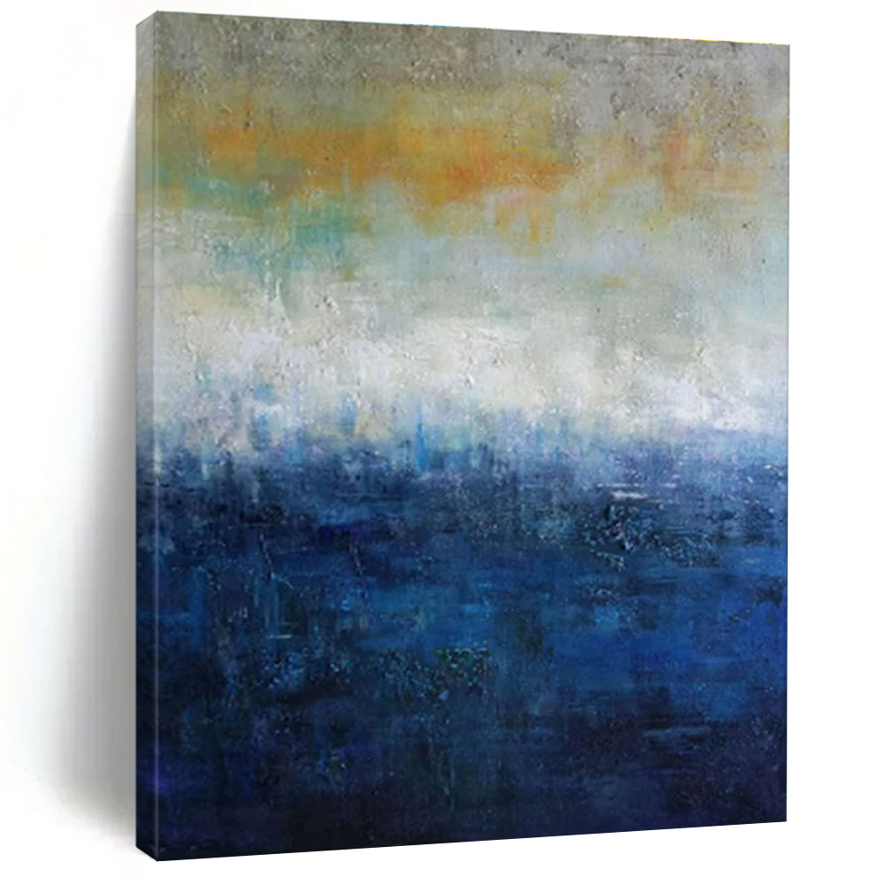 Gradient Blues and Yellows, "Dusk Horizon" – Abstract Landscape Painting On Canvas PS0884