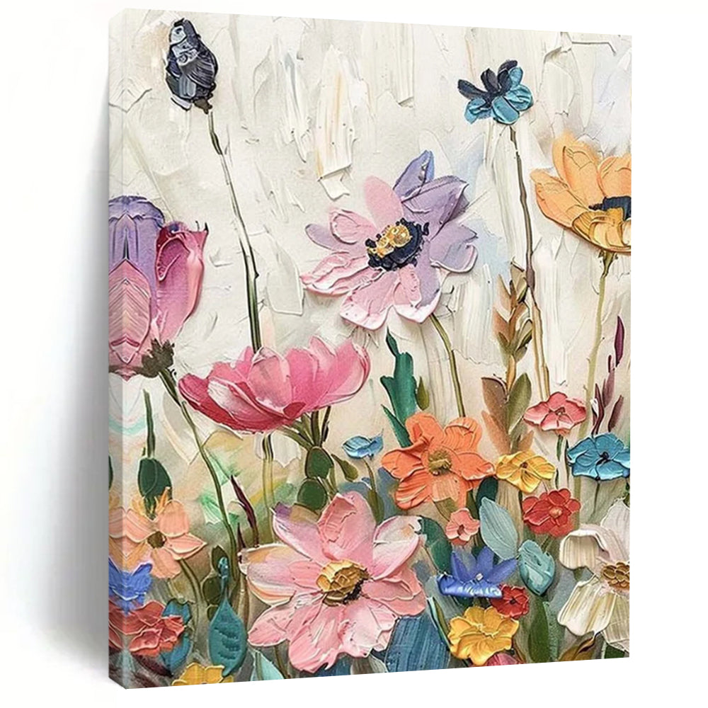 Colorful 3D Flower Field Textured Painting On Canvas DS081