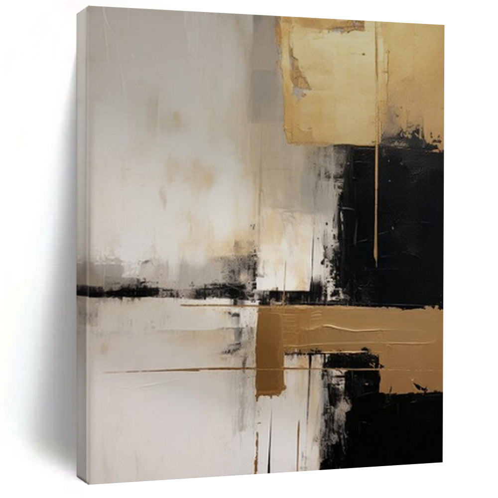 “Gray, Black, and Gold Abstract” - Contemporary Abstract Painting On Canvas PT2251