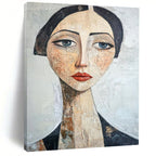 “Textured Portrait in Neutral Tones” - Mixed - Media Portrait Painting On Canvas PT2218